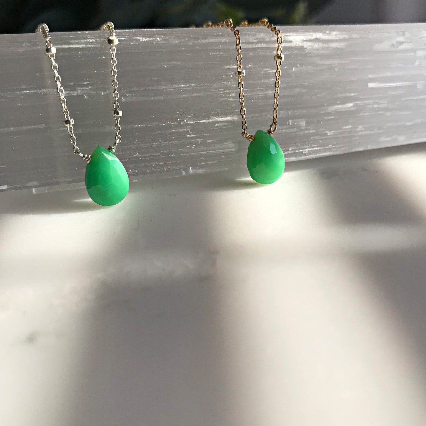 Chrysoprase Necklace Seafoam Gemstone Green Jewelry Bridesmaid Jewelry Wedding Jewelry Delicate Necklace Layering Necklace Dainty Necklace