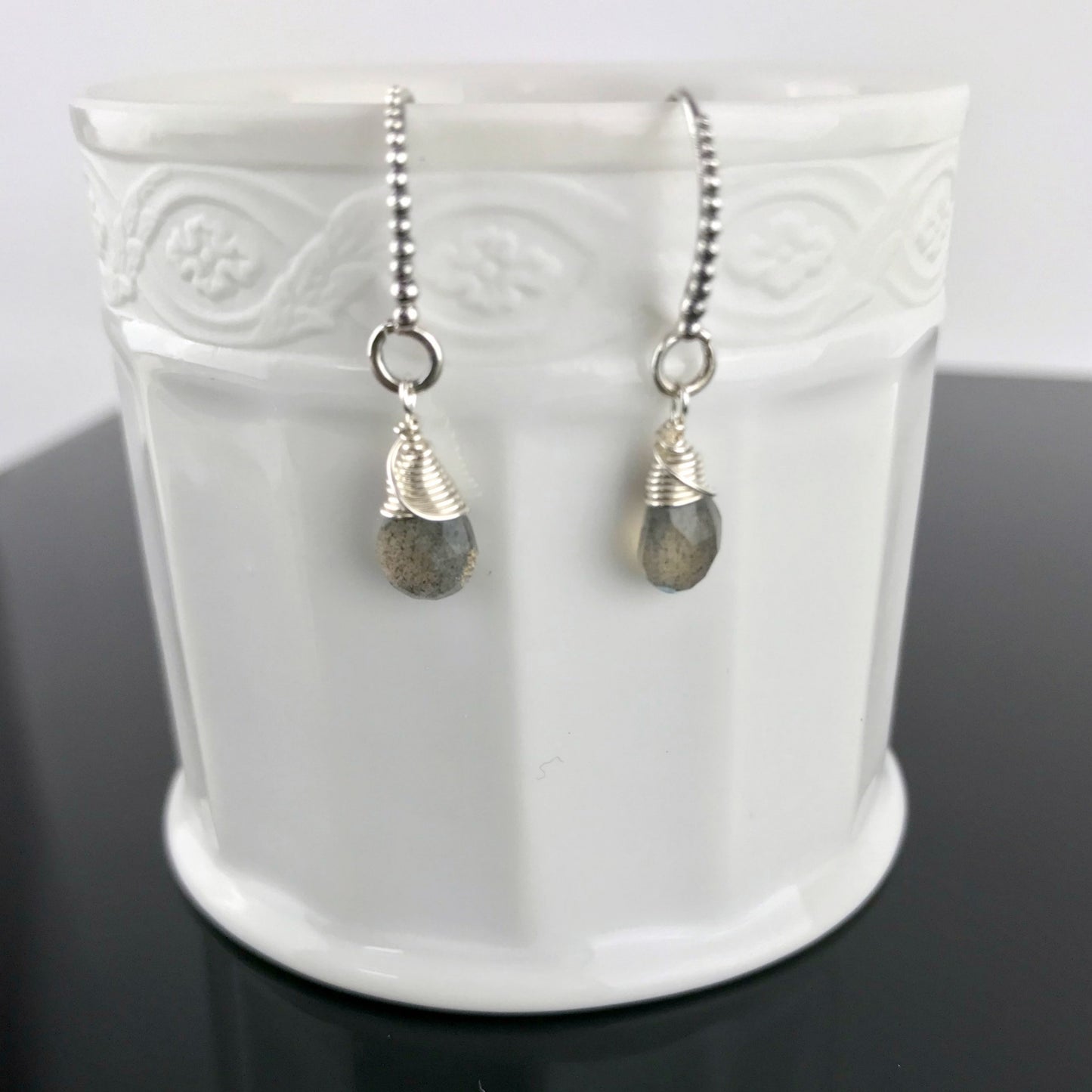 Labradorite Earrings Silver Earrings Dainty Earrings Minimalist Earrings Teardrop Earrings Gemstone Earrings Gift for Her Earrings for Her