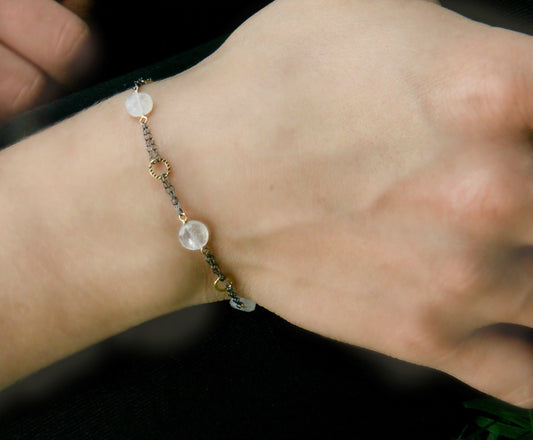 Moonstone Bracelet Delicate Bracelet June Birthstone Layering Bracelet Chakra Bracelet Gift for Girlfriend Gift for Her Gift for Sister