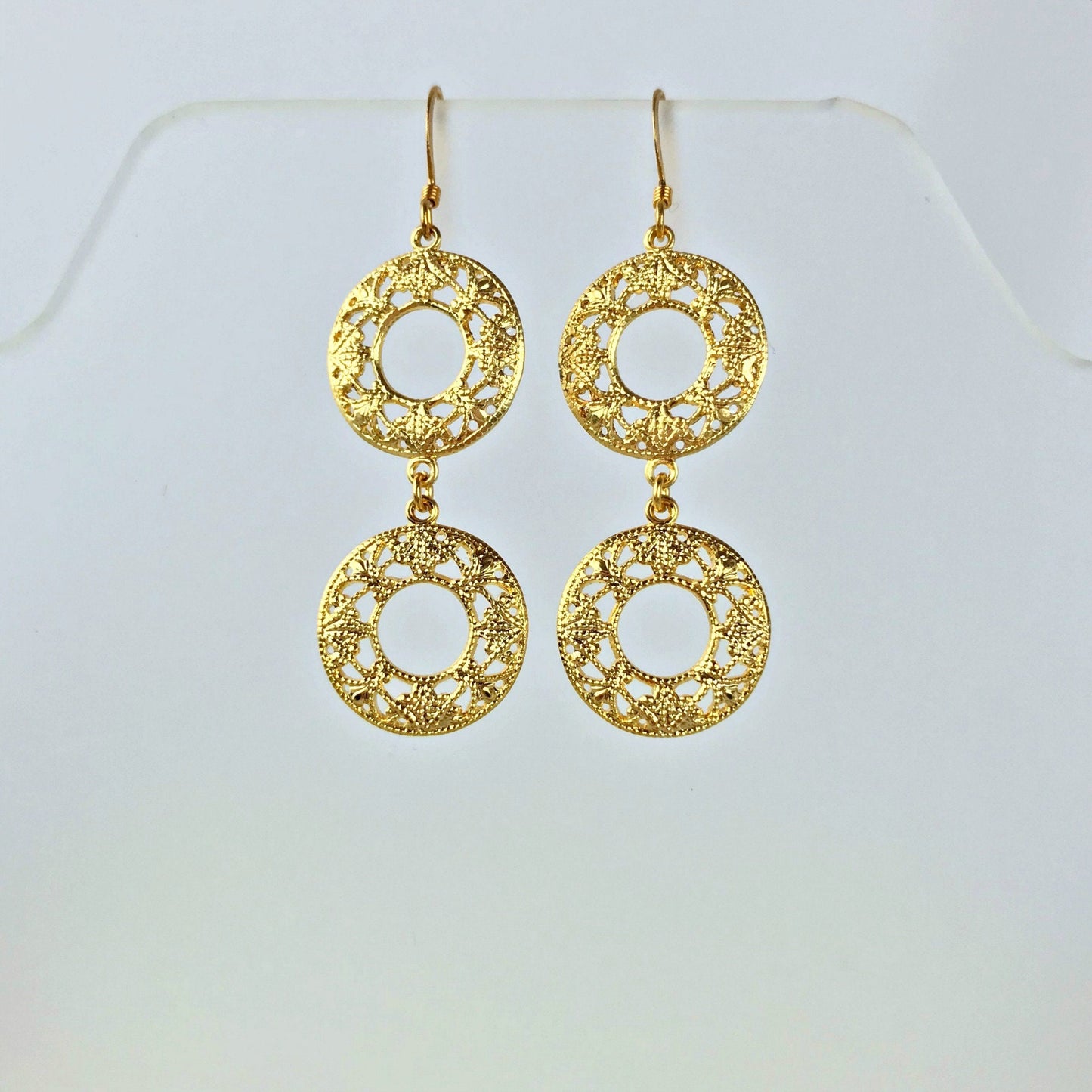 Lace Earrings Filigree Earrings Gold Plated Earrings Boho Earrings Hippie Earrings Dangle Earrings Drop Earrings Summer Earrings