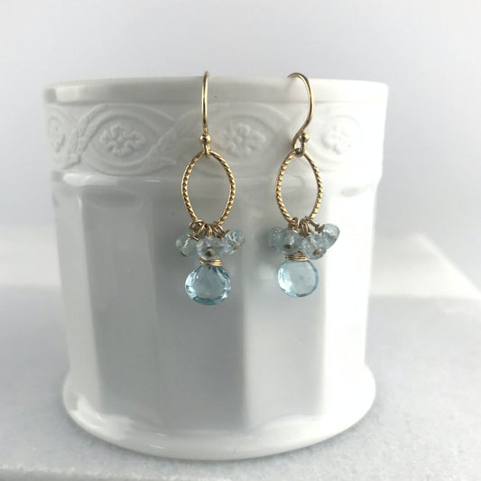 Blue Topaz Earrings December Birthstone Teardrop Earrings Birthstone Jewelry Earrings for Women Blue Earrings Gold Earrings Cute Earrings