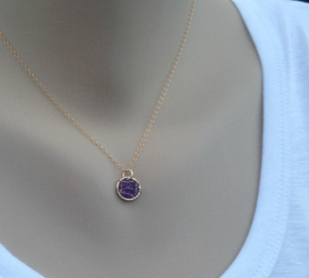 Amethyst Necklace Birthstone Necklace February Birthstone Delicate Necklace Layering Necklace Bridesmaid Necklace Gift For Her Boho Necklace