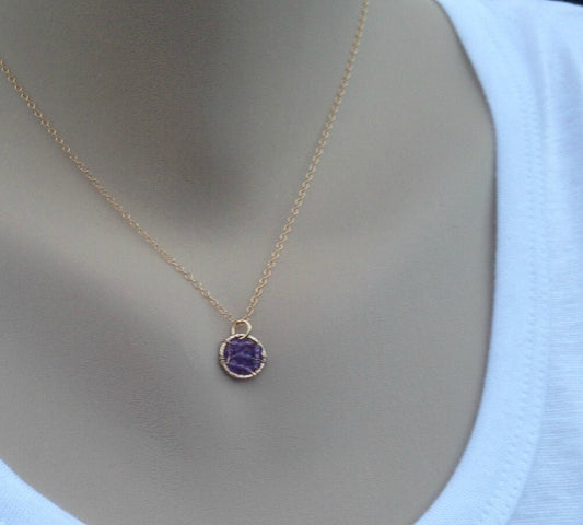 Amethyst Necklace Birthstone Necklace February Birthstone Delicate Necklace Layering Necklace Bridesmaid Necklace Gift For Her Boho Necklace