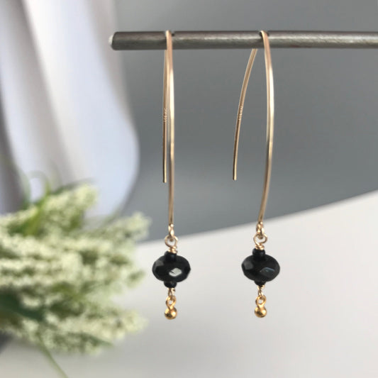 Black Onyx Earrings,Black and Gold Dangle Earrings,Dainty Earrings for Women,Boho Dangly Earrings,Black Bridesmaid Earrings,Drop Earrings