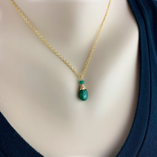 Emerald Necklace Gemstone Necklace Layering Necklace Dainty Necklace Women Necklace Birthstone Necklace Pendant Necklace Mom Necklace