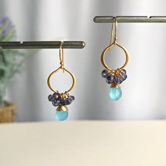 Blue Earrings Teardrop Earrings Earrings for Women Statement Earrings Chandelier Earrings Gold Earrings Gift for Her Gift for Mom