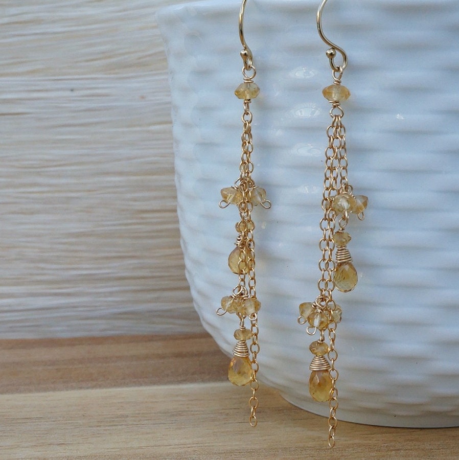 Citrine Earrings November Birthstone Long Earrings Dangle Earrings Drop Earrings Gemstone Earrings Statement Earrings Delicate Earrings