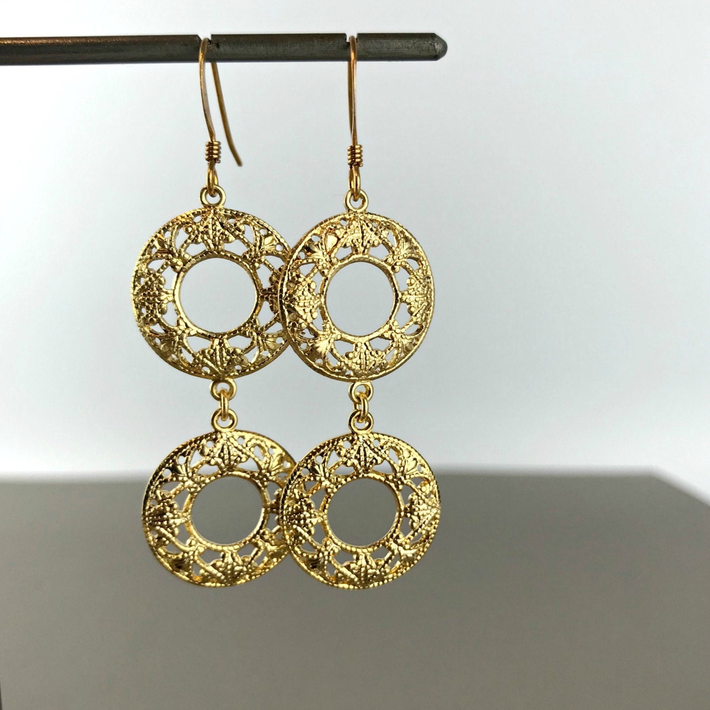 Lace Earrings Filigree Earrings Gold Plated Earrings Boho Earrings Hippie Earrings Dangle Earrings Drop Earrings Summer Earrings