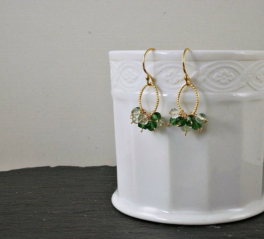 Dangle Green Amethyst Earrings, Dainty Green Apatite Earrings, February Birthstone Earrings, Delicate Green Earrings, Everyday Earrings