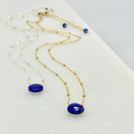 Lapis Lazili Necklace September Birthstone Something Blue Everyday Necklace Layering Necklace Minimalist Necklace Valentine's Day