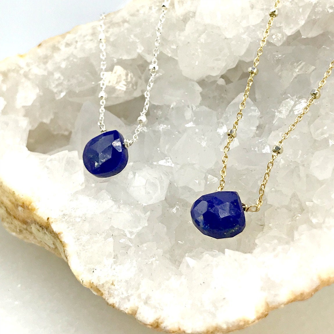 Lapis Lazili Necklace September Birthstone Something Blue Everyday Necklace Layering Necklace Minimalist Necklace Valentine's Day