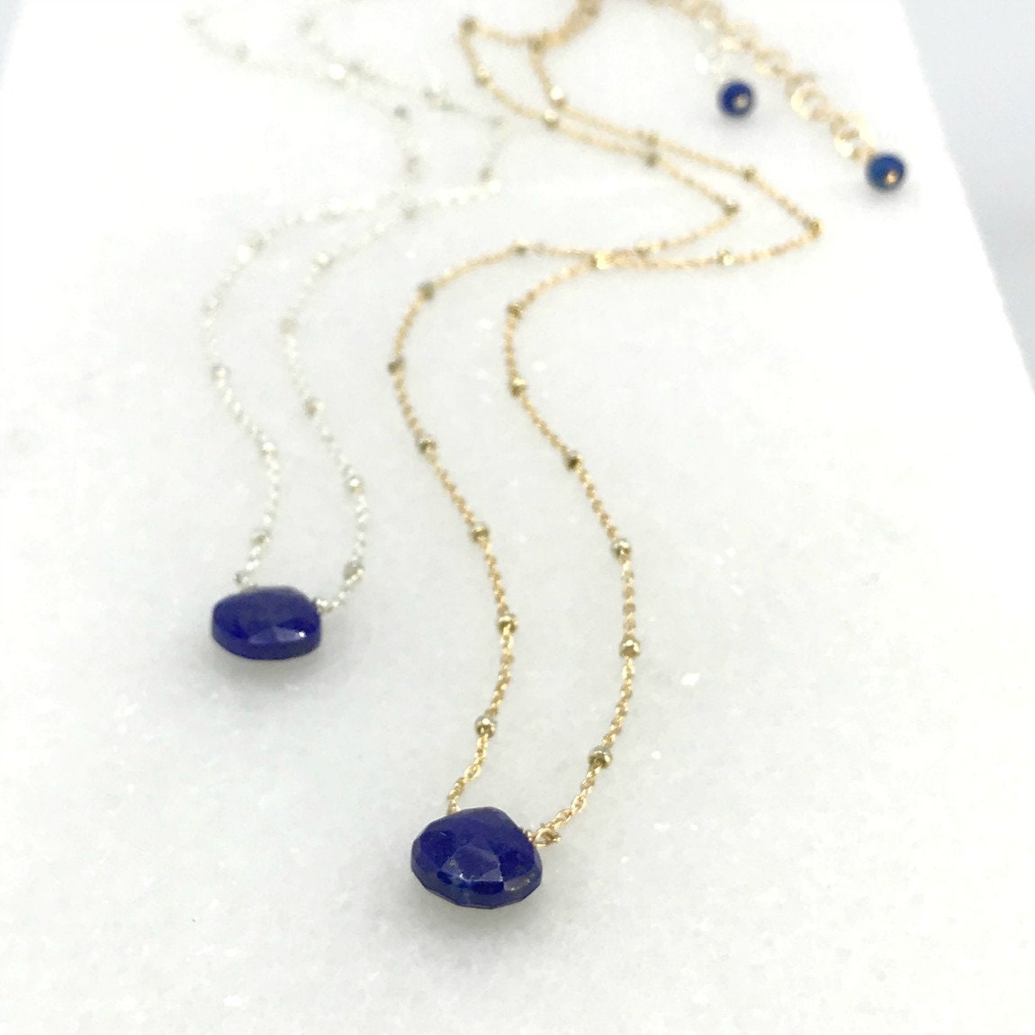 Lapis Lazili Necklace September Birthstone Something Blue Everyday Necklace Layering Necklace Minimalist Necklace Valentine's Day