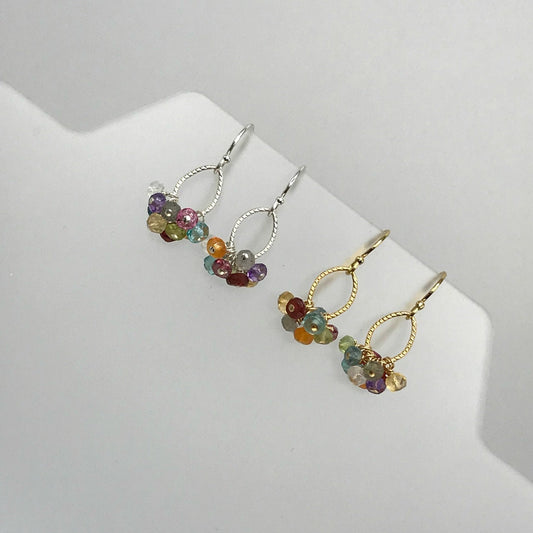 Multicolor Earrings Cluster Earrings Rainbow Earrings Dangle Earrings Minimalist Earrings Delicate Earrings Boho Earrings Handmade Earrings