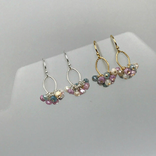 Ruby Silverite Cluster Earrings Delicate earrings Boho Earrings Dangle Earrings Gemstone Earrings Dainty Earrings Gift for Mom Gift for Her