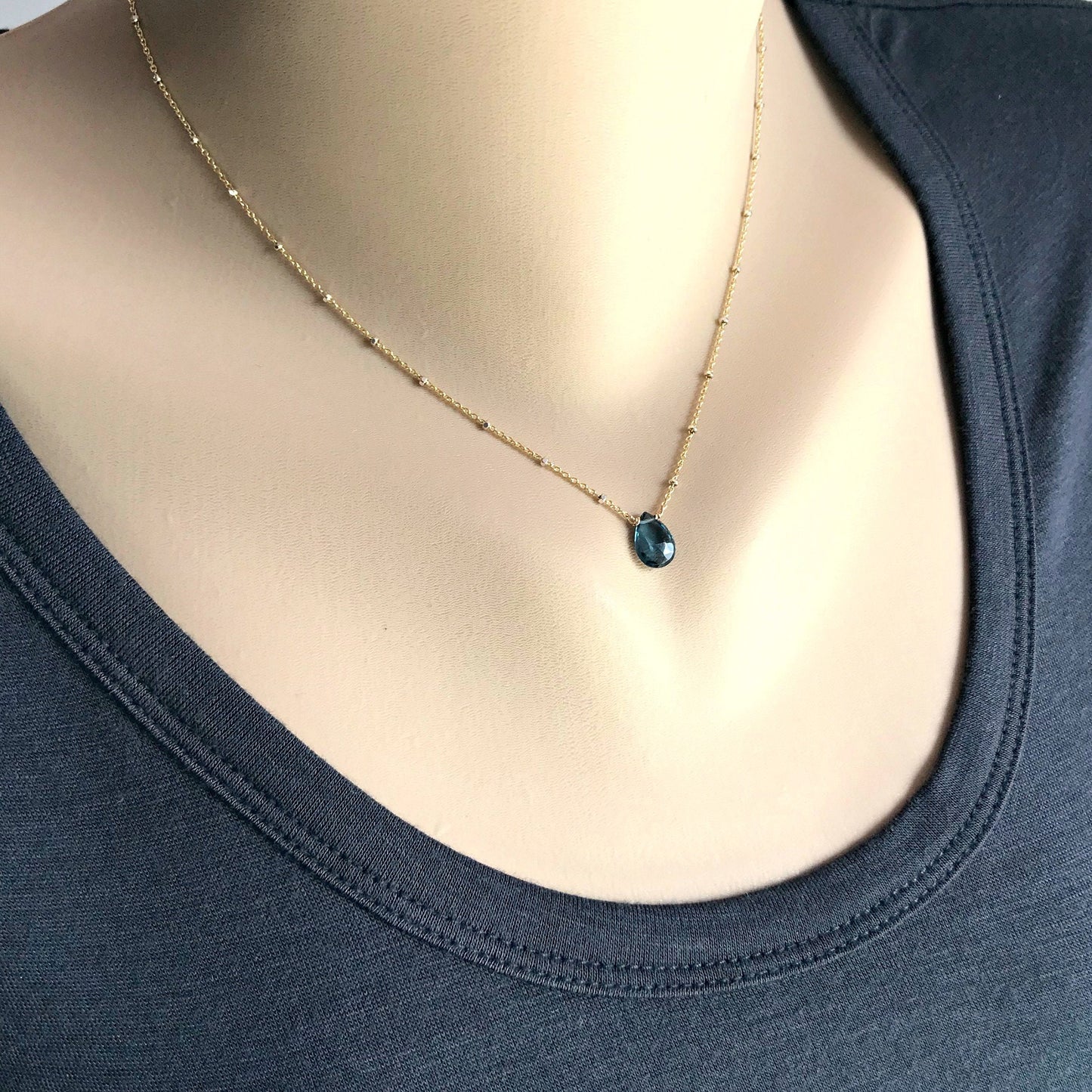 Birthstone Necklace,Blue Topaz Necklace,Something Blue,Delicate Necklace,Dainty Necklace,December Birthstone,Layered Necklace,Gift for Mom