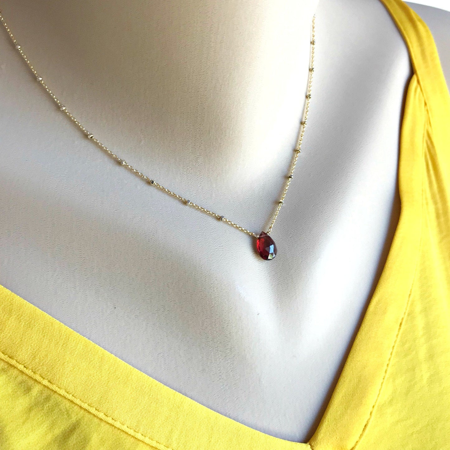 Delicate Garnet Necklace January Birthstone Layering Necklace January Birthday Gift Genuine Gemstone Jewelry,Healing Crystal,Valentine's Day