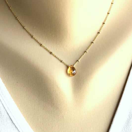 Dainty Citrine Necklace November Birthstone Delicate Necklace Layering Necklace Gemstone Necklace Everyday Necklace Citrine Jewelry