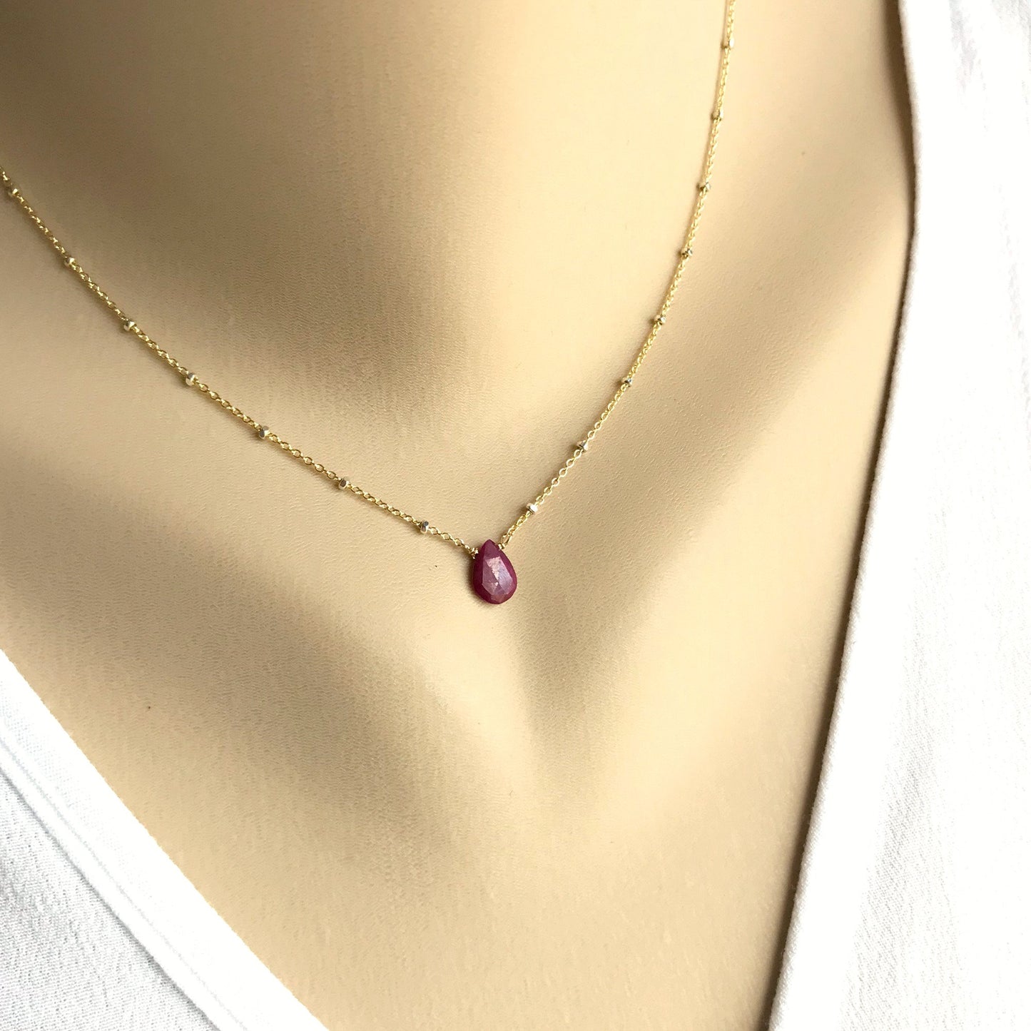 Ruby Necklace July Birthstone Gold Ruby Necklace Pendant Necklace Layering Necklace Simple Necklace Dainty Necklace Minimalist Necklace
