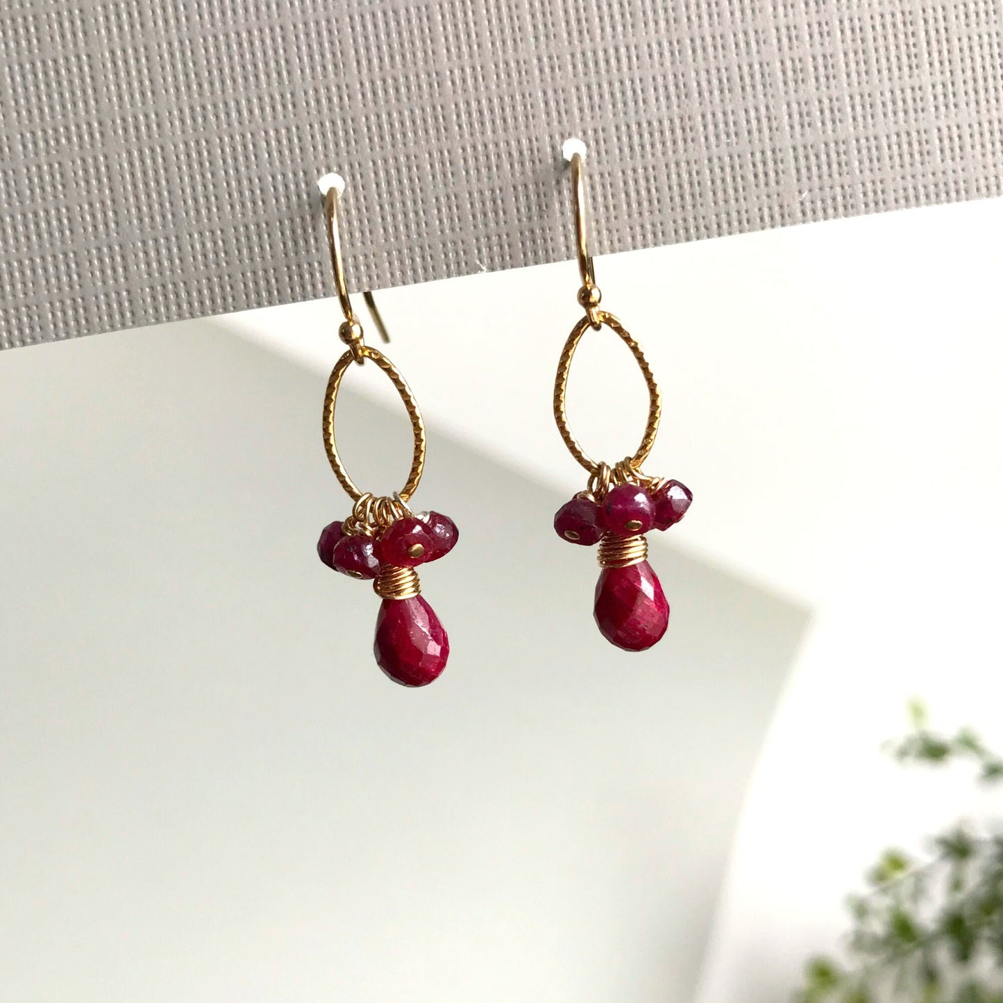 Ruby Earrings July Birthstone Ruby Jewelry Dainty Earrings Birthstone Earrings Simple Earrings Cluster Earrings Teardrop Earrings