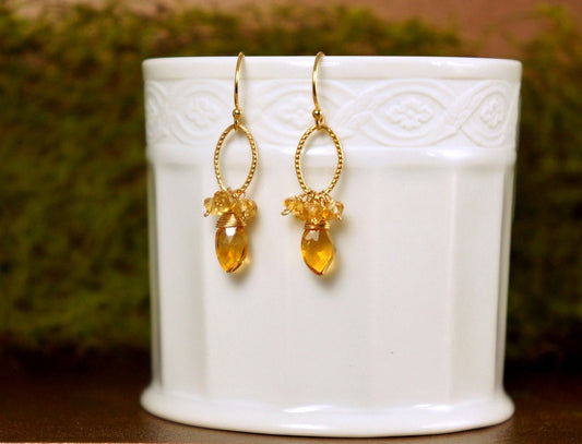 Citrine Earrings November Birthstone Cute Earrings Delicate Earrings Gemstone Earrings Birthstone Earrings Women Earrings Gift for Her