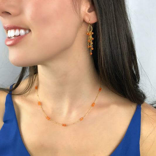 Handmade Earrings Dangle Earrings Carnelian Earrings Cluster Earrings Linear Earrings Summer Earrings Tassel Earrings Boho Earrings