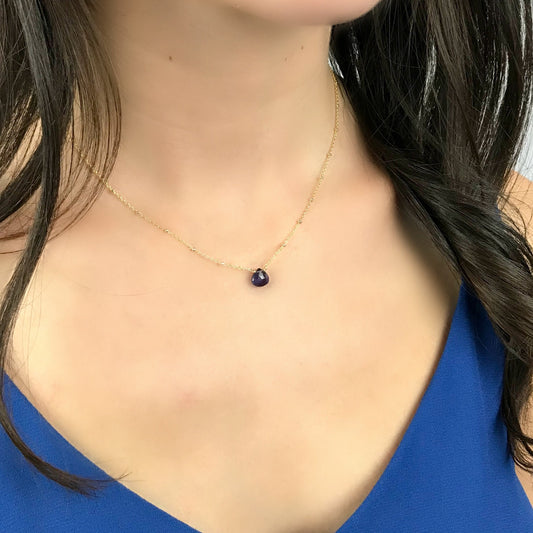 Iolite Necklace Gemstone Necklace Dainty Necklace September Birthstone Layering Necklace Pendant Necklace Choker Necklace Gift for Mom