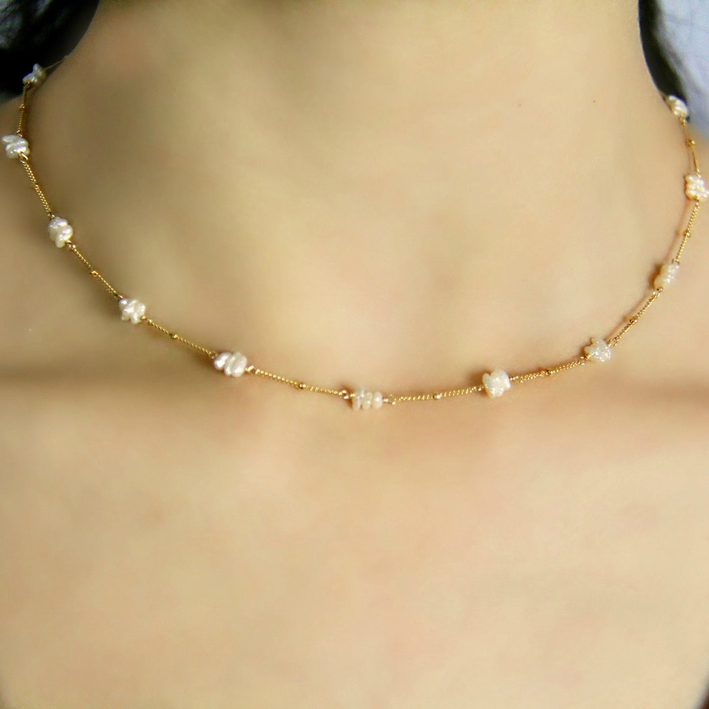 Pearl Necklace Choker Necklace Layering Necklace Dainty Necklace Handmade Jewelry June Birthstone Wedding Necklace Pearl Jewelry