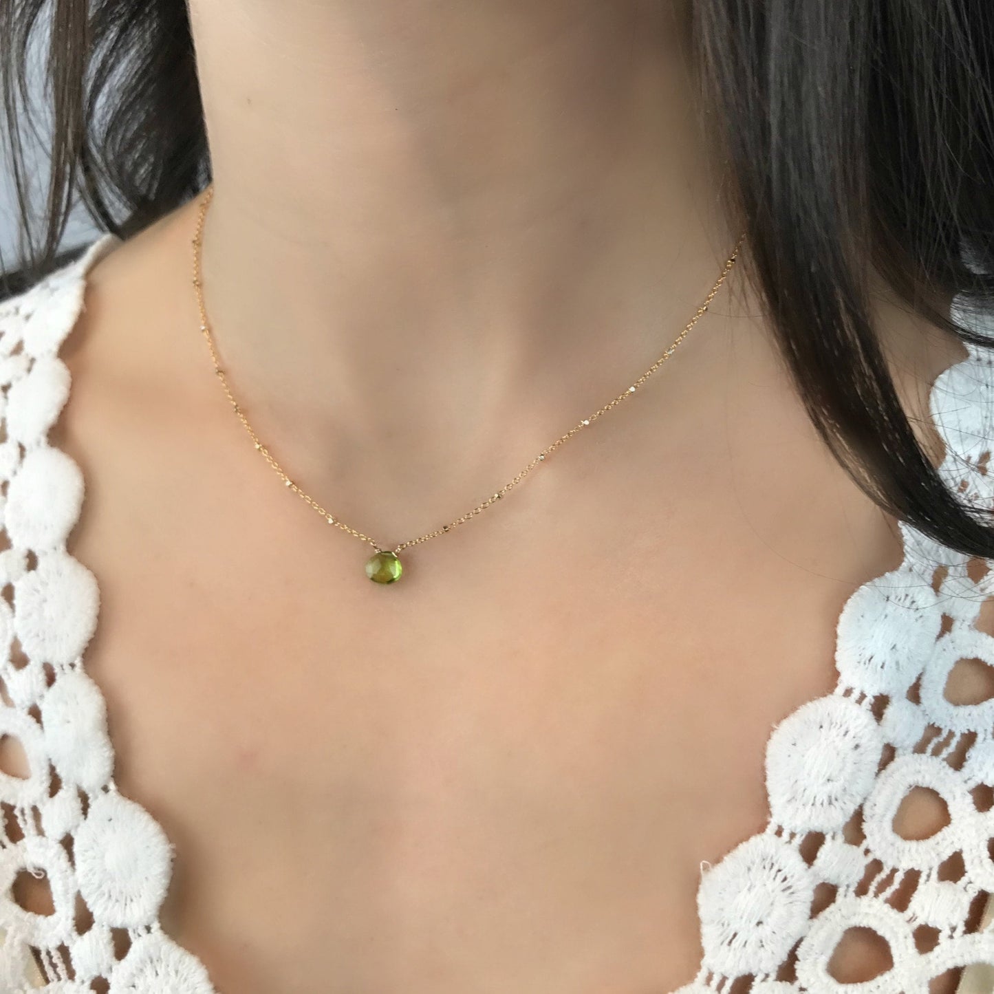 Peridot Necklace Birthstone Necklace Gemstone Necklace Dainty Necklace Layering Necklace Everyday Necklace August Birthstone Gift for Her