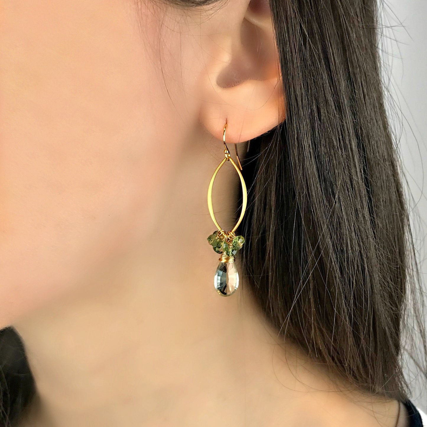 Green Amethyst Drop Earrings Dangle Earrings Green Earrings Bridesmaid Earrings Gemstone Earrings Women Earrings Gift for Her Mother's Day