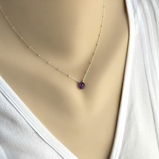 Amethyst Necklace Birthstone Necklace Gemstone Necklace Dainty Necklace Layering Necklace Everyday Necklace February Birthstone Gift for Her