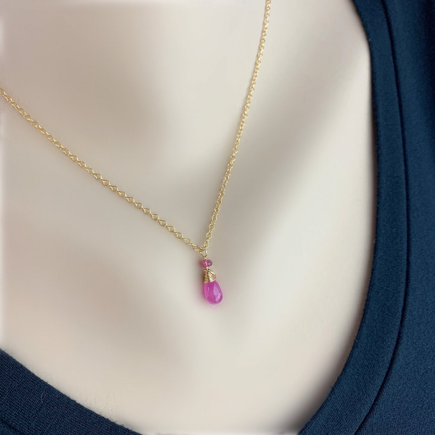 Sapphire Necklace Pink Sapphire September Birthstone Gold Necklace Silver Necklace Necklace for Women Layering Necklace Gift for Her