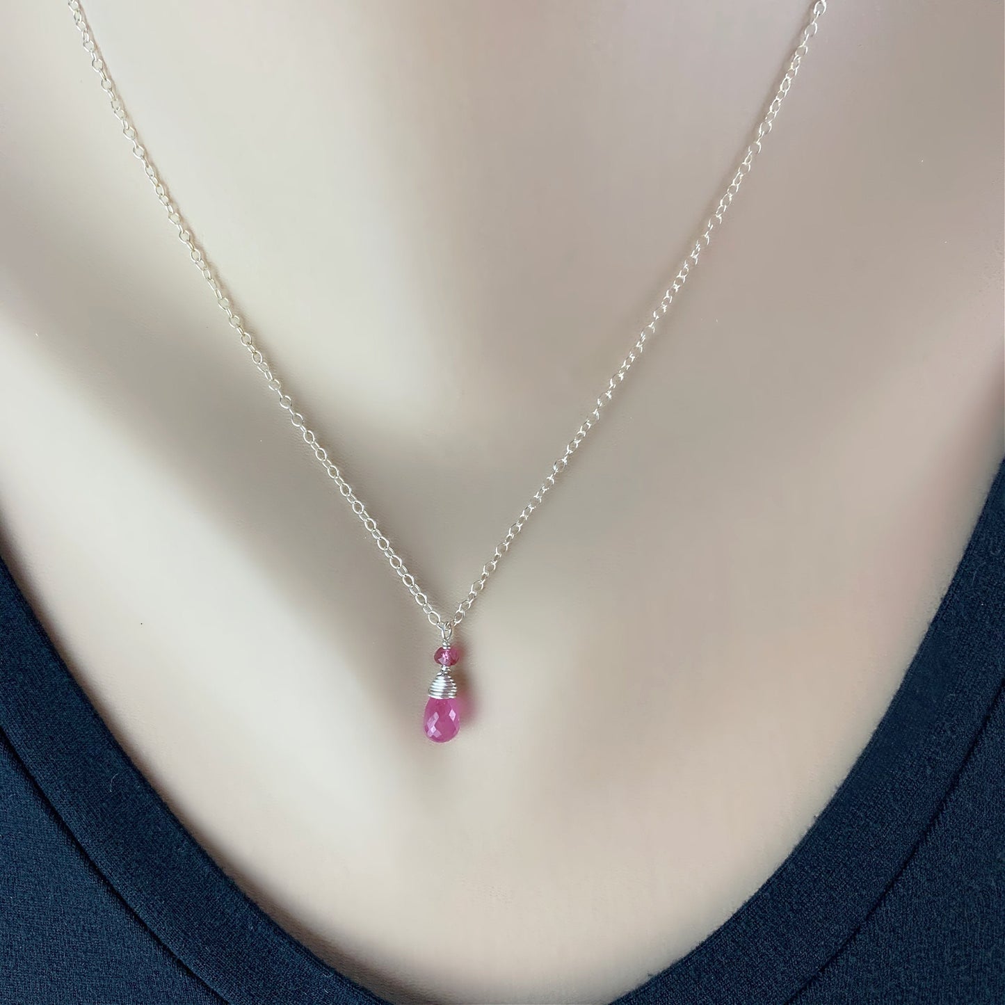 Sapphire Necklace Pink Sapphire September Birthstone Gold Necklace Silver Necklace Necklace for Women Layering Necklace Gift for Her