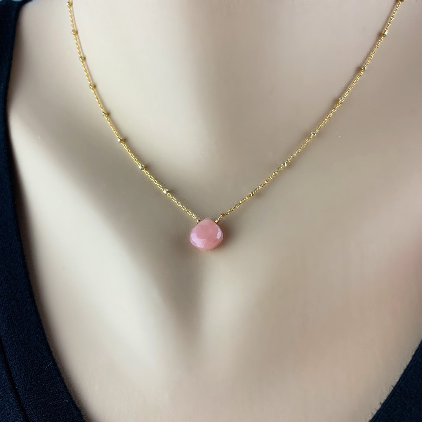 Gold Opal Necklace Minimal Necklace October Necklace Delicate Necklace Simple Gold Necklace Pink Jewelry Women Necklace Best Friend Necklace