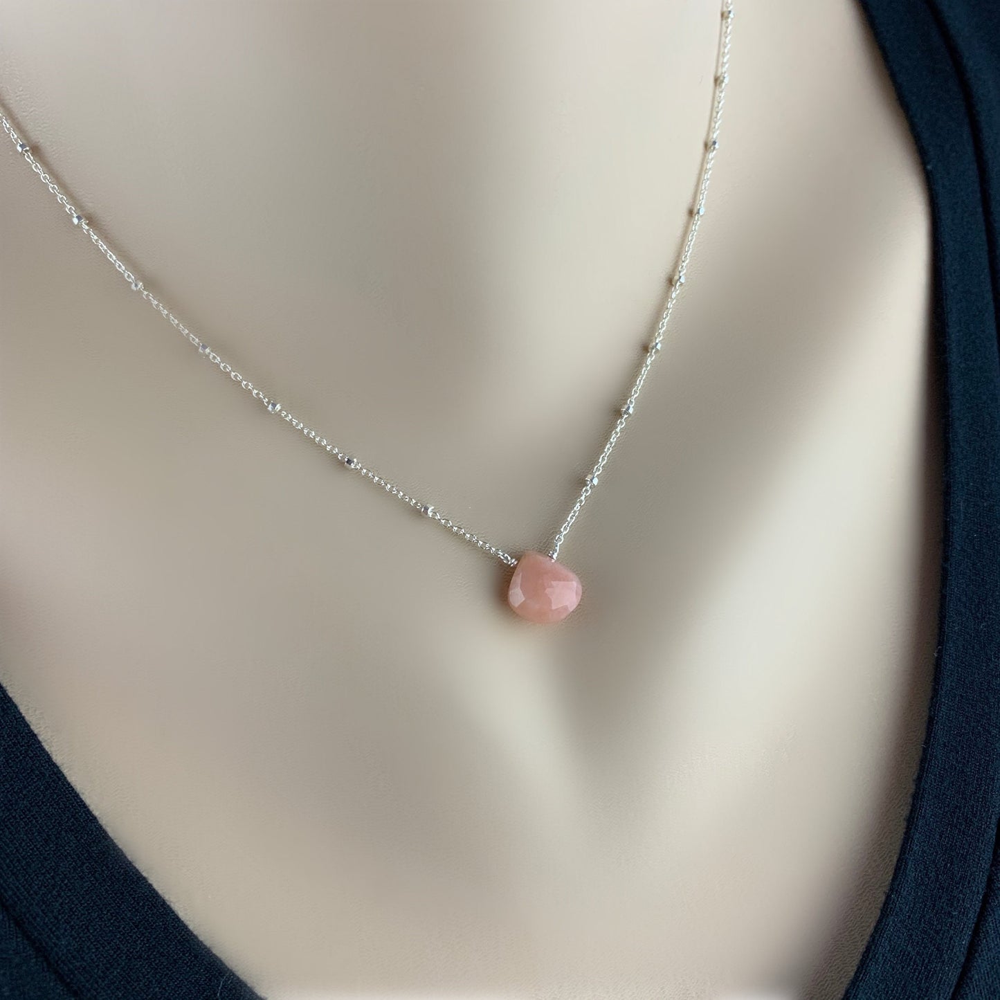 Gold Opal Necklace Minimal Necklace October Necklace Delicate Necklace Simple Gold Necklace Pink Jewelry Women Necklace Best Friend Necklace