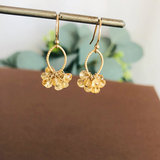 Citrine Earrings Birthstone Jewelry Dangly Earrings Dainty Earrings Simple Earring Minimalist Earrings Cute Earrings Gift for Mom