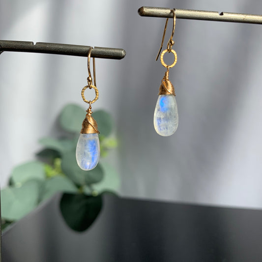 Moonstone Earrings Teardrop Earrings June Birthstone Earrings for Women Gemstone Earrings Gift for Girlfriend Dangle Earrings Gift for Her