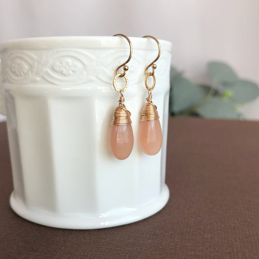 Moonstone Earrings Teardrop Earrings Gold Earrings Cute Earrings Dainty Earrings Gemstone Earrings Earrings for Women Gift for Girlfriend