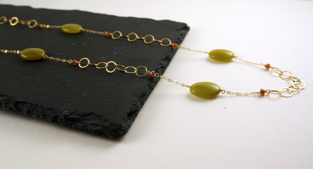 Jade Necklace Long Necklace Statement Necklace Boho Necklace Handmade Necklace Gemstone Necklace Layering Necklace Gift for Her Gift for Mom