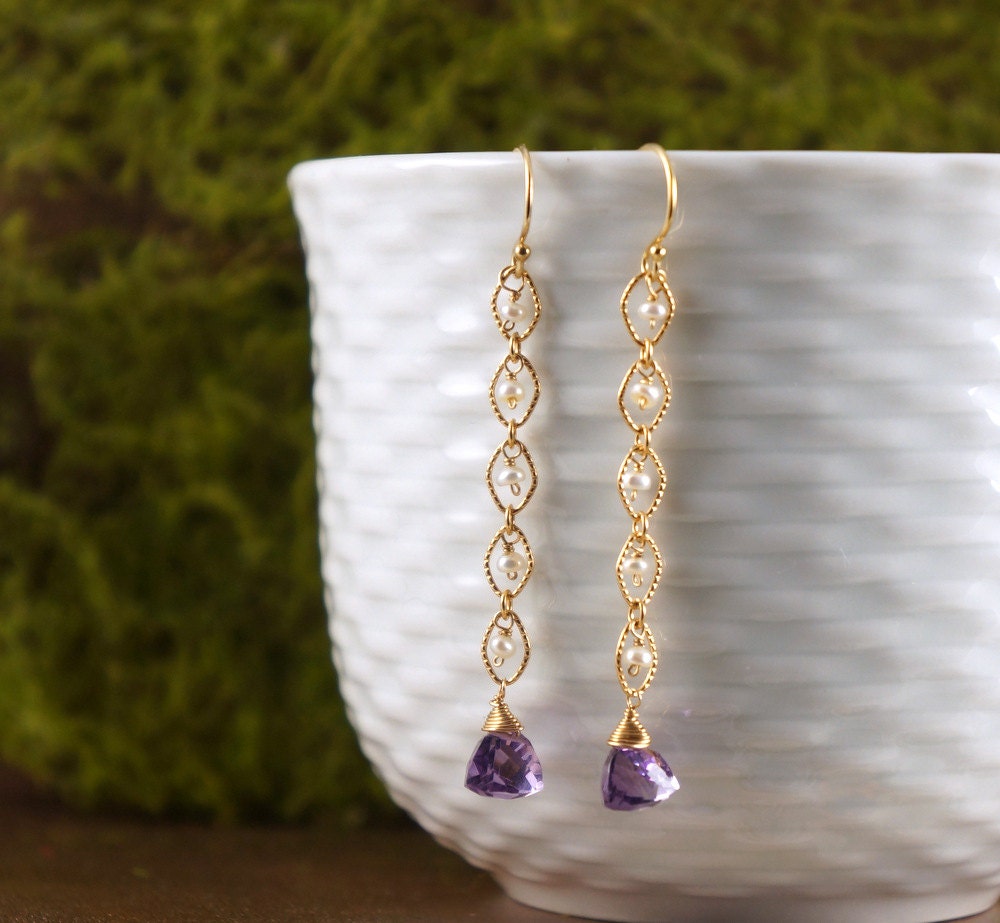 Amethyst Earrings Dainty Earrings Pearl Earrings Silver Earrings Gold Earrings Earrings for Women Statement Earrings Mother's Day Gift